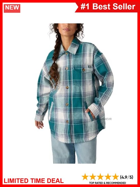 Jackets & Blazers - Flannel Shirt Jacket Oversized Fit Button Front Chest Pockets Work Utility